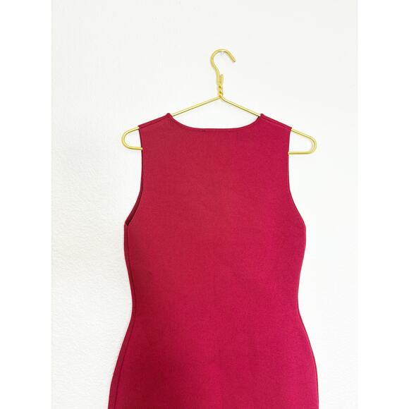 NWT Zara Red Long Combined Knit Dress Size Medium Maxi Stretch Wedding 4192/034 - Picture 10 of 12